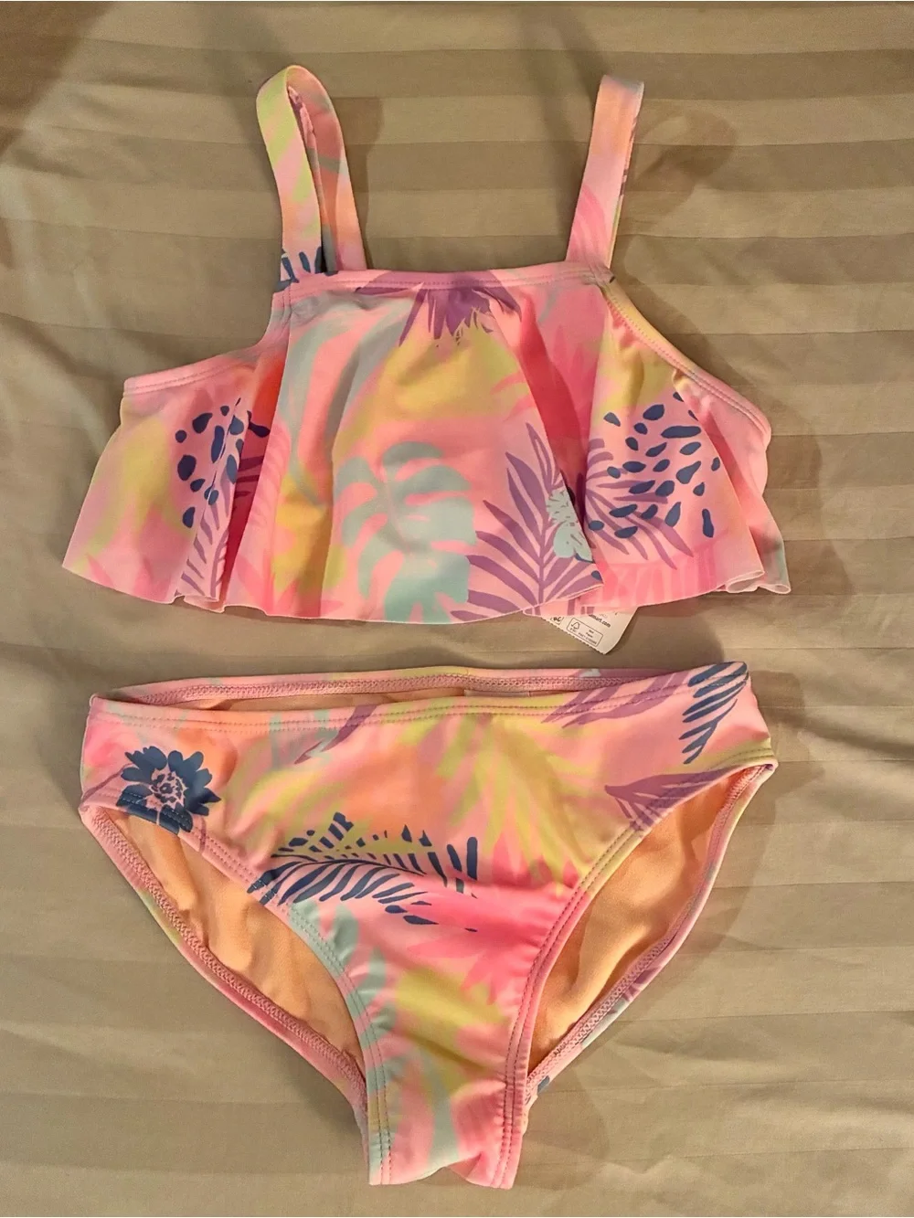 Kids Wonder Nation Peach Pink Girls Swimwear Two Piece Bikini Size 7/8 NWT